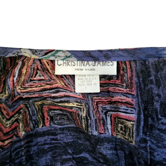 Christina James New York Vintage Open Front Multicolor Abstract Lightweight Kimo - Picture 3 of 5